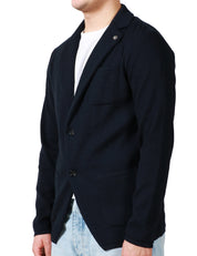 GIACCA UOMO OFFICINA 36 BLU IN MAGLIA MONOPETTO CON TASCHE PIATTE APPLICATE DAVANTI