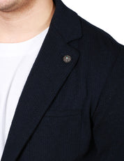 GIACCA UOMO OFFICINA 36 BLU IN MAGLIA MONOPETTO CON TASCHE PIATTE APPLICATE DAVANTI