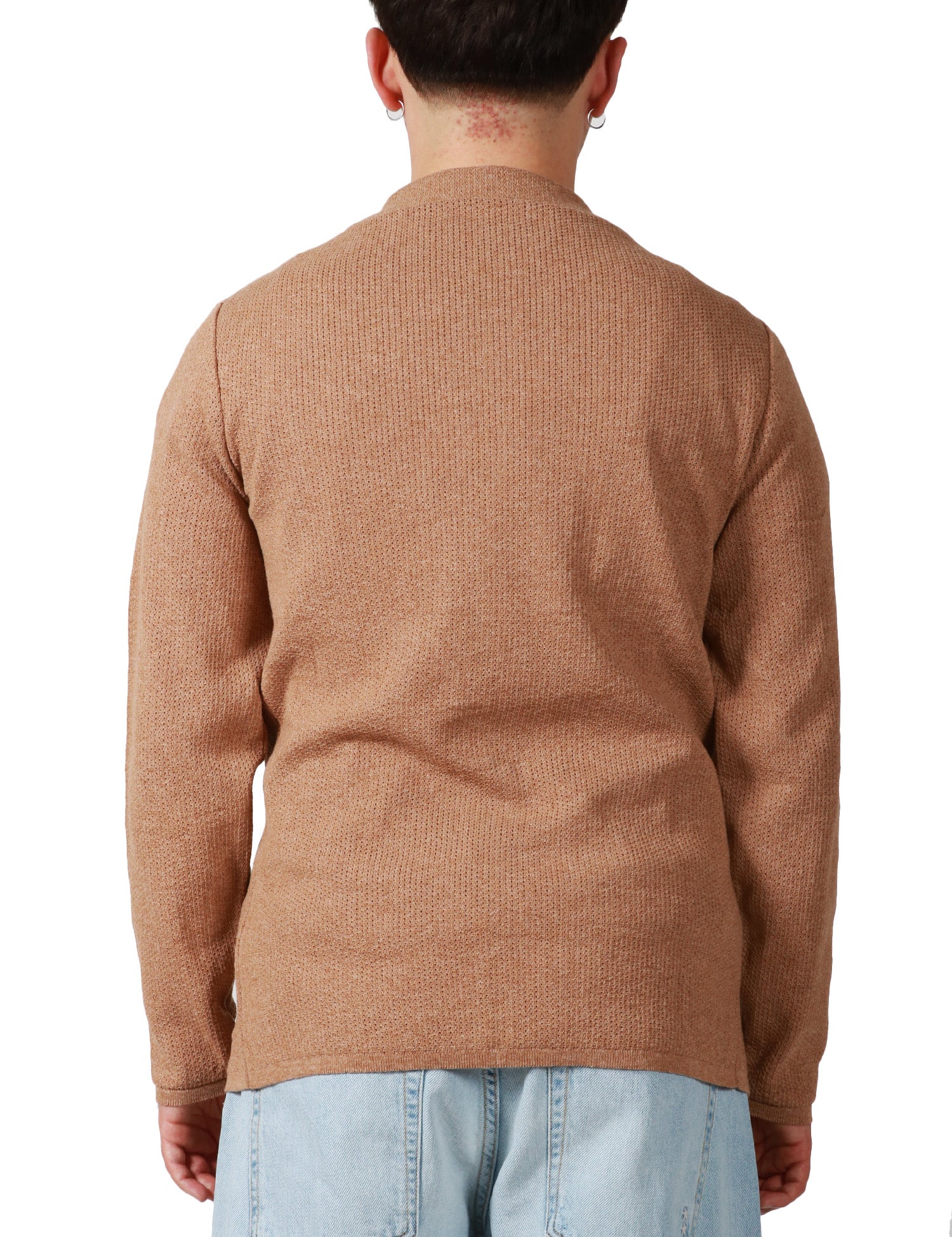 GIACCA UOMO OFFICINA 36 TABACCO IN MAGLIA MONOPETTO CON TASCHE PIATTE APPLICATE DAVANTI