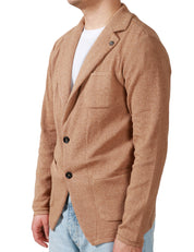 GIACCA UOMO OFFICINA 36 TABACCO IN MAGLIA MONOPETTO CON TASCHE PIATTE APPLICATE DAVANTI