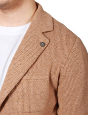 GIACCA UOMO OFFICINA 36 TABACCO IN MAGLIA MONOPETTO CON TASCHE PIATTE APPLICATE DAVANTI