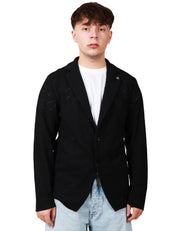 GIACCA UOMO OFFICINA 36 NERA MONOPETTO IN MAGLIA TRAFORATA