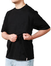 T-SHIRT UOMO OFFICINA 6 NERA GIROCOLLO OVER CON TASCA APPLICATA SUL PETTO