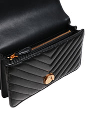 BORSA PINKO MINI LOVE BAG NERA IN NAPPA MATELASSè CHEVRON A PUNTA CON FIBBIA LOGO ORO