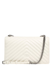 BORSA PINKO BIANCA CLASSIC LOVE BAG ONE IN NAPPA TRAPUNTATA CHEVRON CON FIBBIA E CATENA ARGENTO