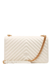 BORSA PINKO BIANCA CLASSIC LOVE BAG ONE IN NAPPA TRAPUNTATA CHEVRON CON FIBBIA E CATENA ORO