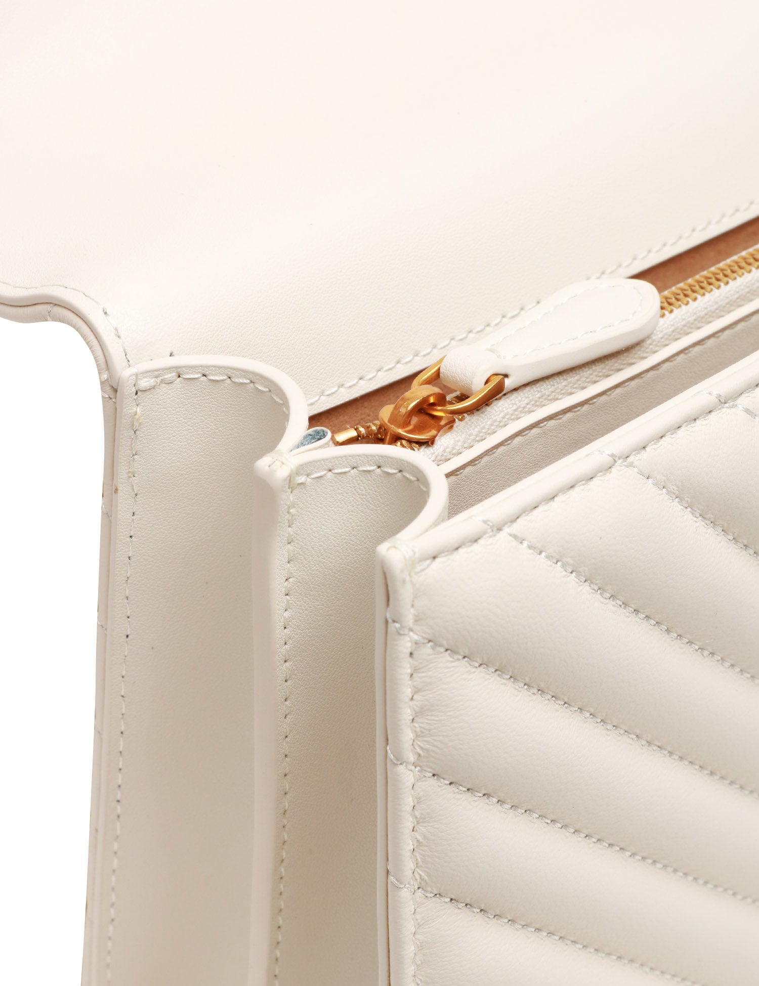 BORSA PINKO BIANCA CLASSIC LOVE BAG ONE IN NAPPA TRAPUNTATA CHEVRON CON FIBBIA E CATENA ORO
