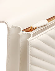 BORSA PINKO BIANCA CLASSIC LOVE BAG ONE IN NAPPA TRAPUNTATA CHEVRON CON FIBBIA E CATENA ORO