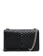 BORSA PINKO NERA CLASSIC LOVE BAG ONE IN NAPPA TRAPUNTATA CHEVRON CON FIBBIA E CATENA ARGENTO