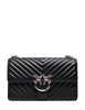 Borsa pinko nera classic love bag one in nappa trapuntata chevron con fibbia e catena argento
