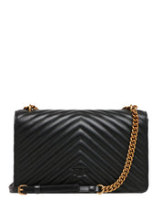 BORSA PINKO NERA CLASSIC LOVE BAG ONE IN NAPPA TRAPUNTATA CHEVRON CON FIBBIA E CATENA ORO