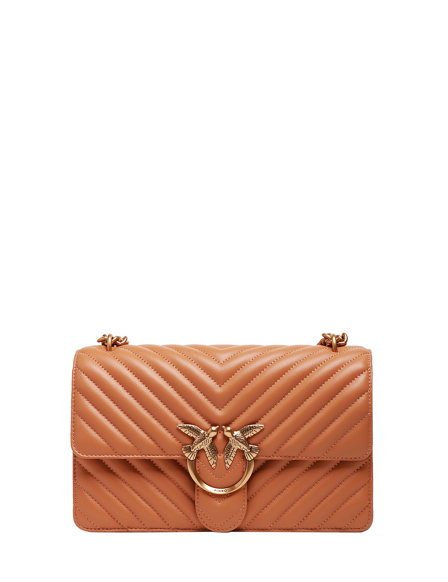 BORSA PINKO LOVE ONE CLASSIC TORRONE IN PELLE CON MOTIVO CHEVRON E FIBBIA LOVE BIRDS DIAMOND CUT