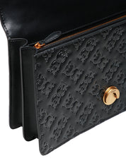 BORSA PINKO NERA LOVE BAG CLASSIC ONE IN PELLE LOGATA CON FIBBIA LOVE BIRDS E CATENA ORO