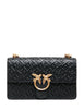 Borsa pinko nera love bag classic one in pelle logata con fibbia love birds e catena oro