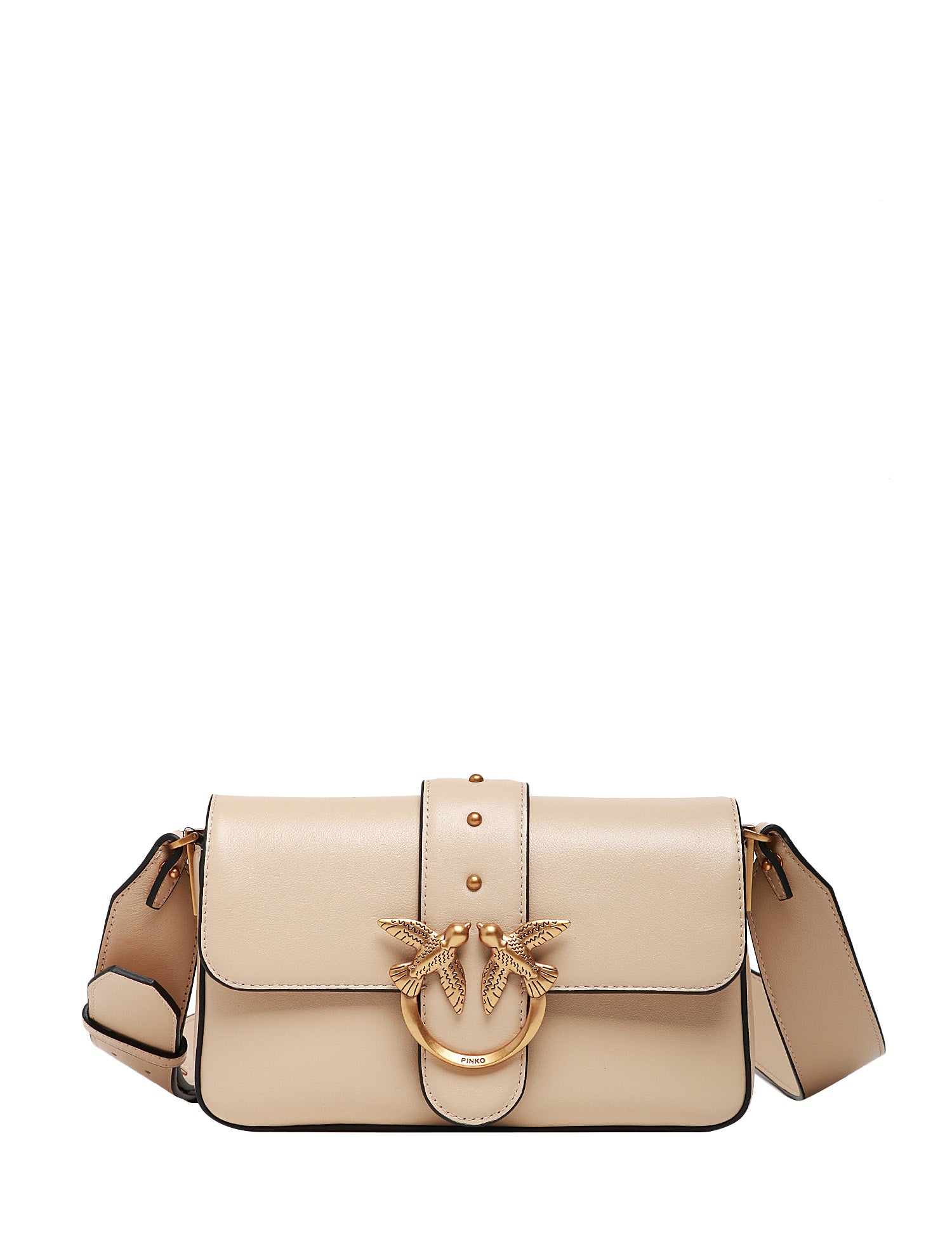 BORSA PINKO MINI LOVE BAG SLOUCHY BEIGE/ORO IN PELLE CON PATTA