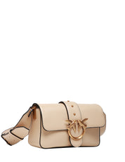 BORSA PINKO MINI LOVE BAG SLOUCHY BEIGE/ORO IN PELLE CON PATTA