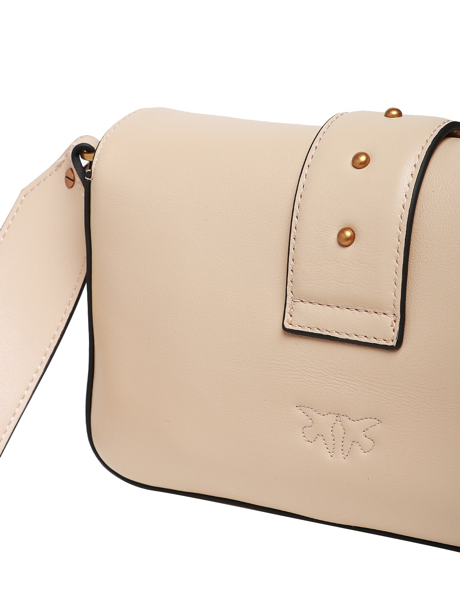 BORSA PINKO MINI LOVE BAG SLOUCHY BEIGE/ORO IN PELLE CON PATTA