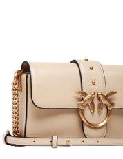 BORSA PINKO MINI LOVE BAG SLOUCHY BEIGE/ORO IN PELLE CON PATTA