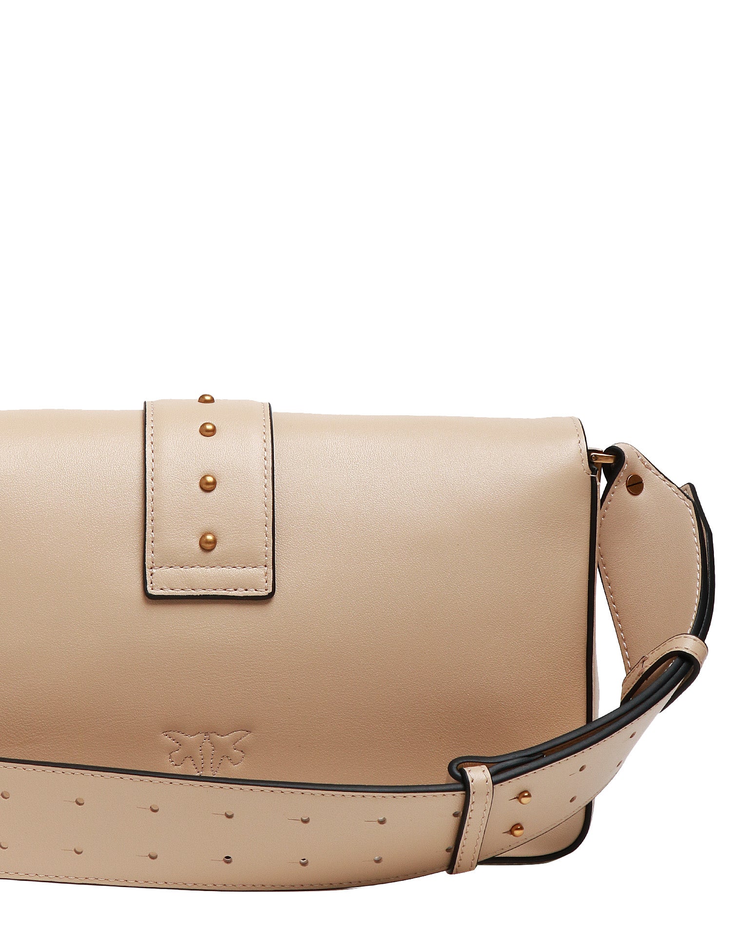 BORSA PINKO LOVE BAG SLOUCHY BEIGE CON FIBBIA LOVE BIRDS IN METALLO GOLD E SPALLACCIO IN PELLE