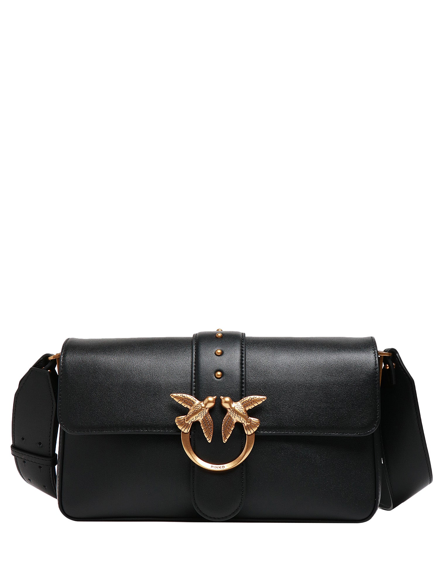 BORSA PINKO LOVE BAG SLOUCHY NERA CON FIBBIA LOVE BIRDS GOLD E SPALLACCIO IN PELLE