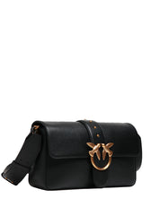 BORSA PINKO LOVE BAG SLOUCHY NERA CON FIBBIA LOVE BIRDS GOLD E SPALLACCIO IN PELLE