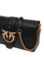 BORSA PINKO LOVE BAG SLOUCHY NERA CON FIBBIA LOVE BIRDS GOLD E SPALLACCIO IN PELLE