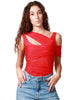 Body pinko bella vera rosso con spalle scoperte in jersey