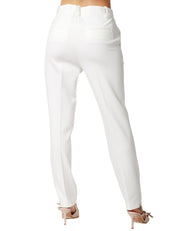 PANTALONE DONNA PINKO BELLO BIANCO CIGARETTE-FIT IN TESSUTO TECNICO DI VISCOSA LAVORATO PUNTO STOFFA