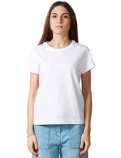 T-SHIRT DONNA PINKO BIANCA GIROCOLLO IN JERSEY DI COTONE CON LOGO LOVE BIRDS RICAMATO DAVANTI