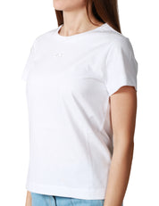 T-SHIRT DONNA PINKO BIANCA GIROCOLLO IN JERSEY DI COTONE CON LOGO LOVE BIRDS RICAMATO DAVANTI