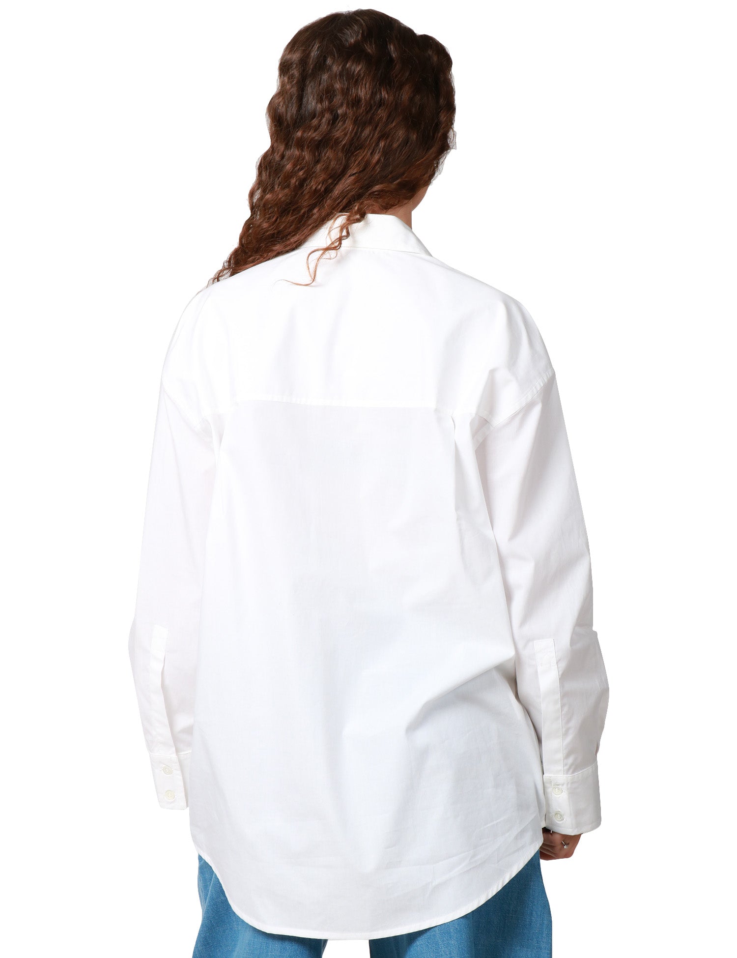 CAMICIA DONNA PINKO CAPIRAI BIANCA IN POPELINE DI COTONE CON STRASS SULLO SCOLLO A V