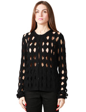 CARDIGAN DONNA PINKO CARLTON NERO IN VISCOSA CON LAVORAZIONE A TRECCE E TRAFORI