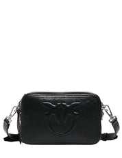 BORSA DONNA PINKO CARRIE NERA RETTANGOLARE IN PELLE GLOSSY CON MAXI LOGO IN RILIEVO