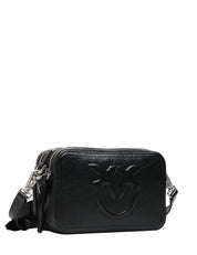 BORSA DONNA PINKO CARRIE NERA RETTANGOLARE IN PELLE GLOSSY CON MAXI LOGO IN RILIEVO