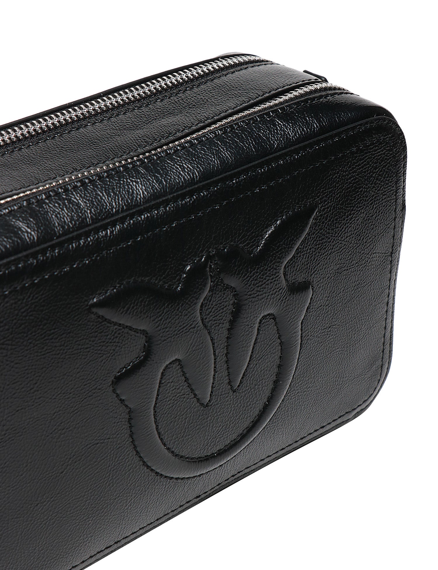 BORSA DONNA PINKO CARRIE NERA RETTANGOLARE IN PELLE GLOSSY CON MAXI LOGO IN RILIEVO