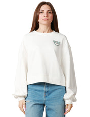 FELPA DONNA PINKO CERESOLE BIANCA CON RICAMO LOGO GIOIELLO E MANICHE AMPIE