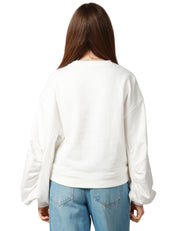 FELPA DONNA PINKO CERESOLE BIANCA CON RICAMO LOGO GIOIELLO E MANICHE AMPIE