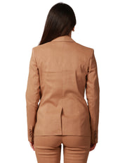 GIACCA DONNA PINKO EQUILIBRATO MARRONE MONOPETTO SFIANCATA IN MISTO LINO STRETCH