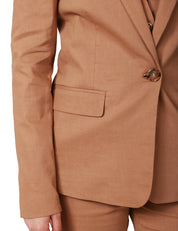 GIACCA DONNA PINKO EQUILIBRATO MARRONE MONOPETTO SFIANCATA IN MISTO LINO STRETCH