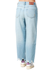 JEANS DONNA PINKO ESTELLE DENIM CHIARO CON GAMBA ARROTONDATA E ORLI SFRANGIATI