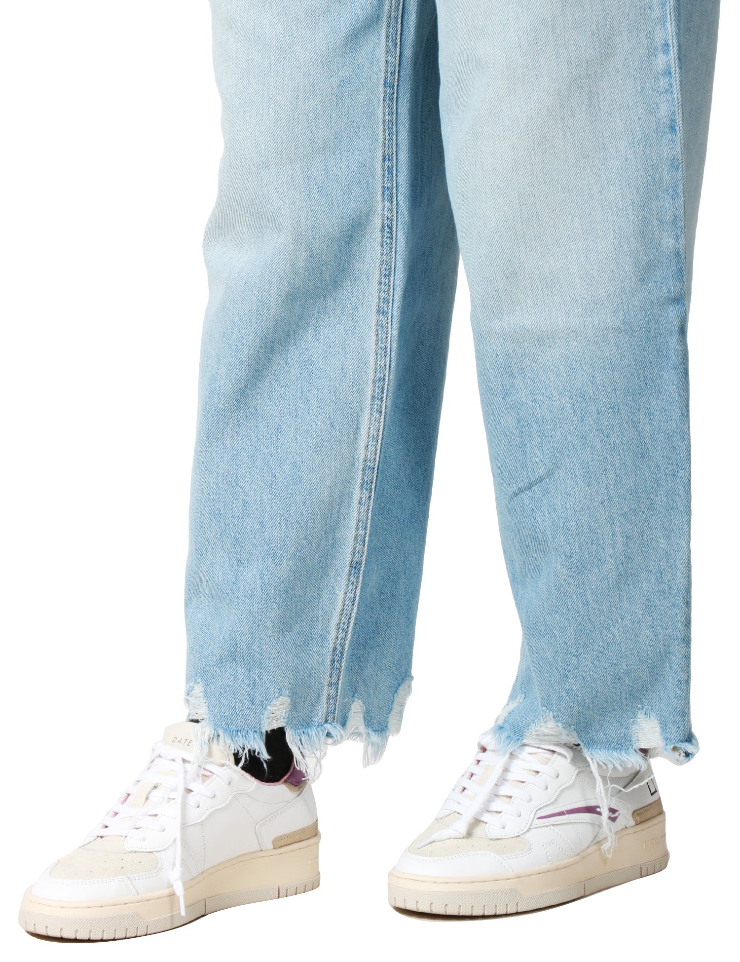 JEANS DONNA PINKO ESTELLE DENIM CHIARO CON GAMBA ARROTONDATA E ORLI SFRANGIATI
