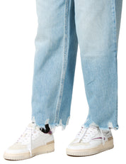 JEANS DONNA PINKO ESTELLE DENIM CHIARO CON GAMBA ARROTONDATA E ORLI SFRANGIATI