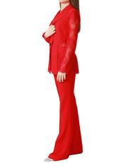 GIACCA DONNA PINKO GRUCCIONE ROSSA MONOPETTO IN PIZZO FLOREALE E TESSUTO MONOCHROME