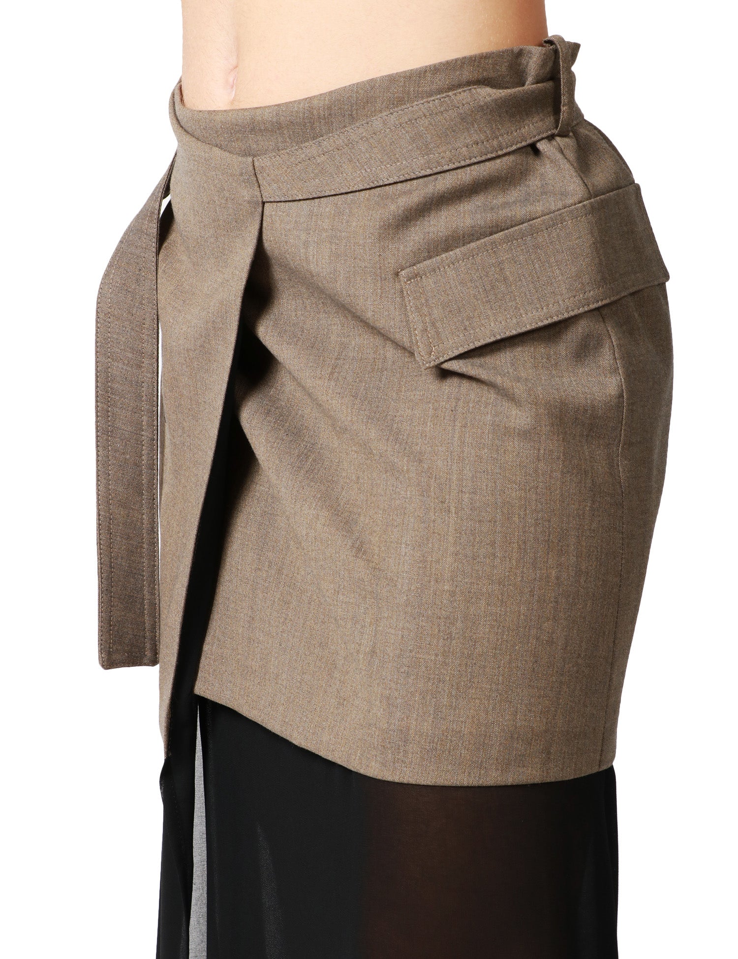 GONNA PINKO ILLUSIONE MARRONE/NERA CON CINTURA E LUNGHEZZA IN TESSUTO VELATO CON SPACCHI