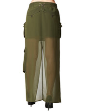 GONNA CARGO PINKO OLIVA IN GEORGETTE TRASPARENTE CON COULISSE