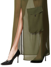 GONNA CARGO PINKO OLIVA IN GEORGETTE TRASPARENTE CON COULISSE