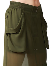 GONNA CARGO PINKO OLIVA IN GEORGETTE TRASPARENTE CON COULISSE