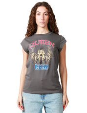 T-SHIRT DONNA PINKO MARRAKECH GRIGIO CON STAMPA "QUEEN OF THE ROAD"