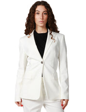 GIACCA BLAZER DONNA PINKO NEW SIGNUM BIANCA MONOPETTO SFIANCATA IN TESSUTO TECNICO DI VISCOSA EFFETTO SCUBA