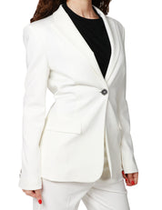 GIACCA BLAZER DONNA PINKO NEW SIGNUM BIANCA MONOPETTO SFIANCATA IN TESSUTO TECNICO DI VISCOSA EFFETTO SCUBA